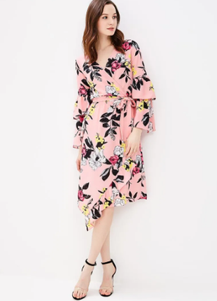 Платье розовое с цветами, цветочный принт xs-s, miss selfridge, тренд 20204 фото