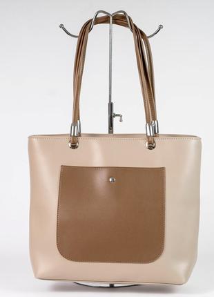 Женская сумка бежевая сумка бежевый шоппер бежевый шоппер классическая базовая сумка1 фото