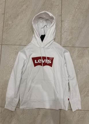 Levis біле худі худи оверсайз базове жіноче levi’s кофта з капішоном1 фото