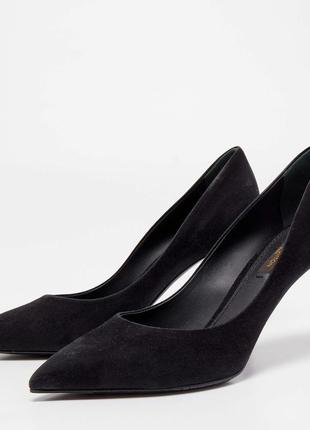 Черные замшевые женские туфли лодочки классика 36 37 38 39 415 фото