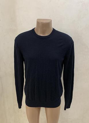 Свитер шерстяной uniqlo джемпер синий базовый свитшот