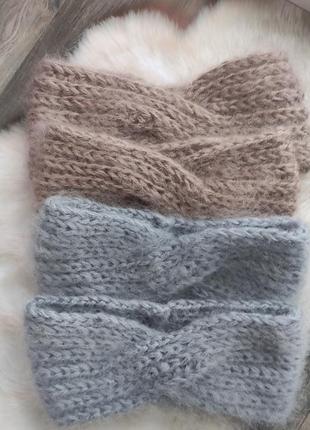 Теплая зимняя повязка из мохера