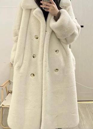 Стильне пальто з імітацією шуби5 фото