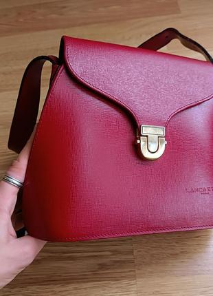 Вінтажна сумка, сумочка lancaster paris red shoulderbag vintage1 фото
