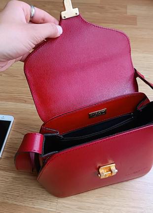 Вінтажна сумка, сумочка lancaster paris red shoulderbag vintage5 фото