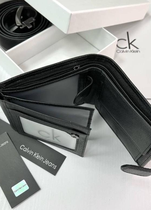 Чоловічий гаманець + ремінь calvin klein чорний на подарунок / подарунковий набір / портмоне5 фото