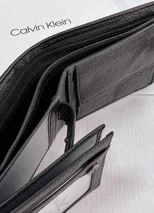 Чоловічий гаманець + ремінь calvin klein чорний на подарунок / подарунковий набір / портмоне7 фото