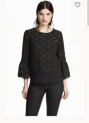 Черный кружевной топ h&amp;m размер 44-46