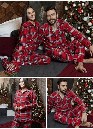 Піжама чоловіча жіноча унісекс сорочка штани бавовна фланель преміум якість різні кольори