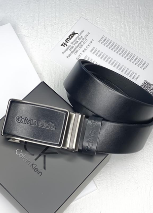 Мужской ремень calvin klein черный с пряжкой автомат на подарок