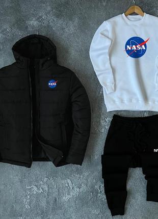 Зимний сет куртка nasa зимняя свитшот брюки