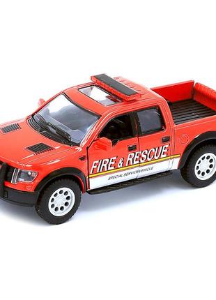 Дитяча модель машинки пікап ford f-150 svt raptor supercrew kinsmart kt5365wpr інерційна, 1:40 (red)