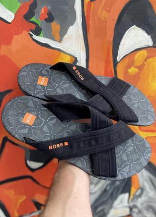 Boss hugo boss вьетнамки шлёпанцы 45/46 размер чёрные оригинал