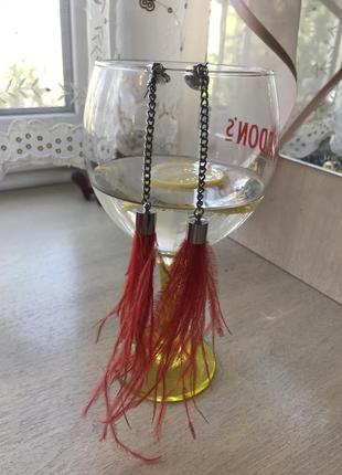 Серьги перья