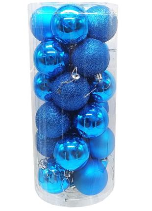 Набір ялинкових іграшок "шари" 6279-1, 24 шт (блакитний)1 фото