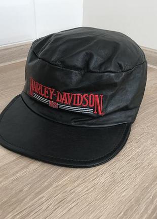 Чоловіча чорна шкіряна кепка harley davidson