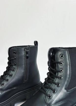 Зимові чорні черевики хутро3 фото