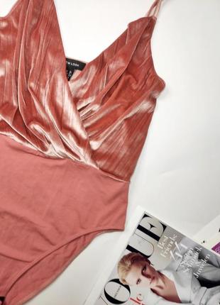 Боди женский розового цвета бархатная ткань от бренда new look s m3 фото