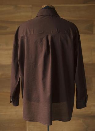 Коричневая котоновая женская рубашка bershka, размер xs, s5 фото