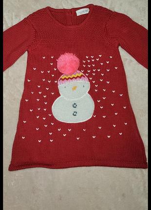 Новогоднее теплое платье 6-9мис next