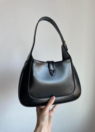 Сумка кожаная в стиле gucci jackie 1961 medium hobo bag in black leather3 фото