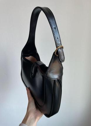 Сумка кожаная в стиле gucci jackie 1961 medium hobo bag in black leather4 фото