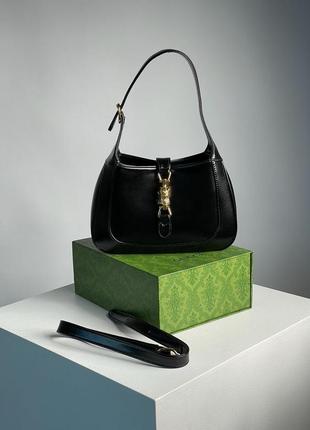 Сумка кожаная в стиле gucci jackie 1961 medium hobo bag in black leather