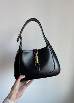Сумка кожаная в стиле gucci jackie 1961 medium hobo bag in black leather2 фото