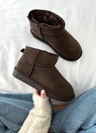 Женские ugg ultra mini dark chocolate suede 🧡