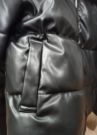 Кожаный( кожа) зам. пуховик укороченный куртка4 фото