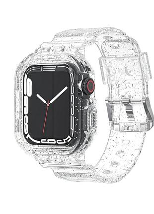 Чехол ремешок для apple watch 8/7/6/5/4/3/2/1(38/40/41 мм) прозрачный с блёстками