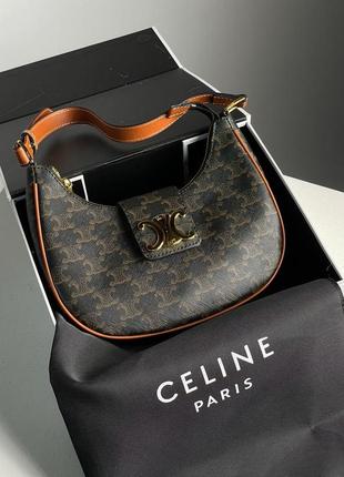 Сумка в стиле celine medium ava triomphe bag in triomphe canvas and calfskin tan