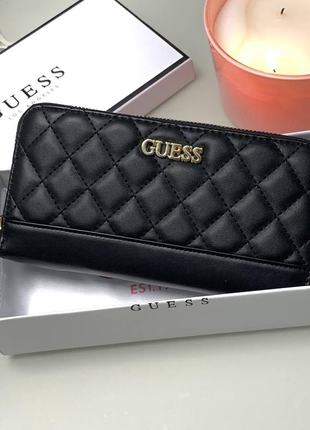 Женский кошелек на молнии guess черный на подарок