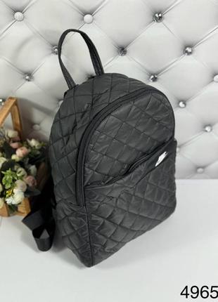 🖤 женский черный стеганный рюкзак из плащевки2 фото