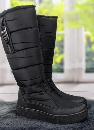 Чоботи дутики жіночі зимові на хутрі високі на танкетці paolla 4338