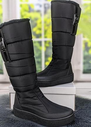 Чоботи дутики жіночі зимові на хутрі високі на танкетці paolla 4338