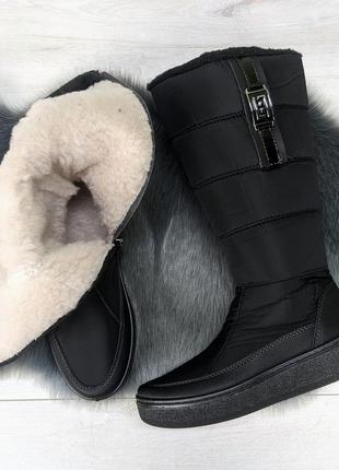 Чоботи дутики жіночі зимові на хутрі високі на танкетці paolla 4338