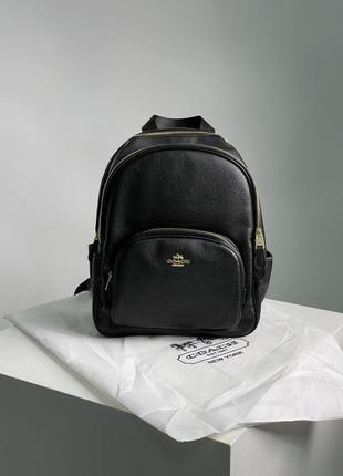 Рюкзак шкіряний у стилі coach mini court black pebbled leather shoulder backpack bag