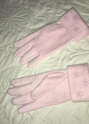 Рукавичкие теплые зимние флисовые розовые3 фото