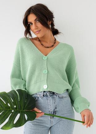 Новий стильний оверсайз кардиган у пастельно зеленому кольорі