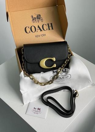 Сумка шкіряна у стилі coach idol bag black/gold