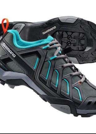 Р. 39 велотуфлі кросівки жіночі shimano чорно-бірюзові