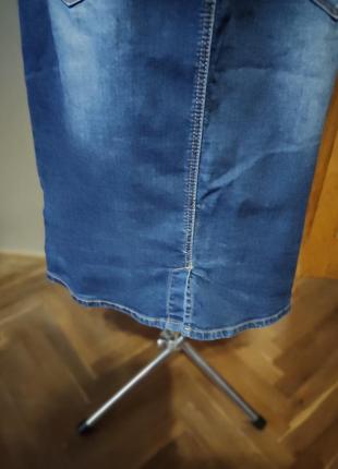 Юбка джинсовая с потертостями прямая батал5 фото