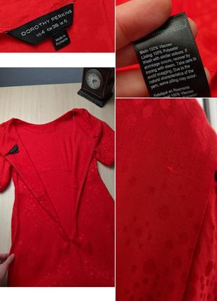 Плаття коралове червоне міді об'ємні рукави s m віскоза волани вінтажне8 фото