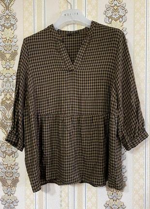 Стильна блуза, коричнева з чорним кофтинка блузка1 фото