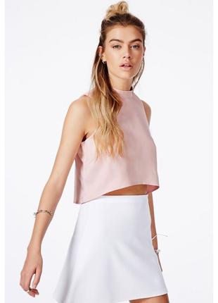 Розовый атласный кроп топ missguided1 фото