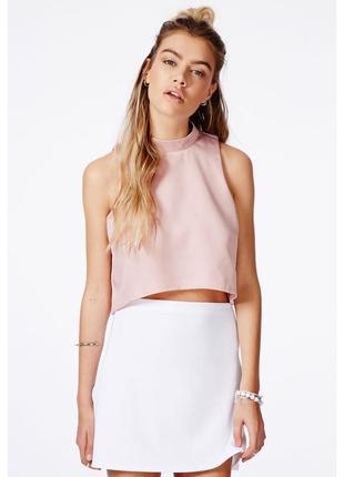 Розовый атласный кроп топ missguided2 фото