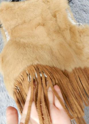 ✅ короткая жилетка натуральный мех с бахрамой2 фото