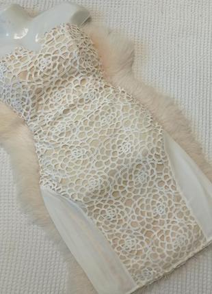 Фактурна білим мереживом сукня jario2 фото