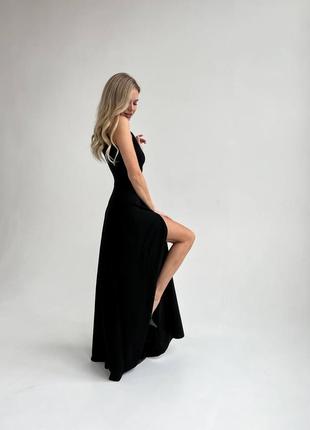 Изысканное длинное платье с боковым разрезом, вечернее платье5 фото